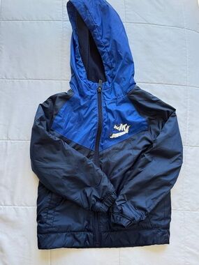 Nike Boys' Royal Blue and Navy Hooded Rain Jacket